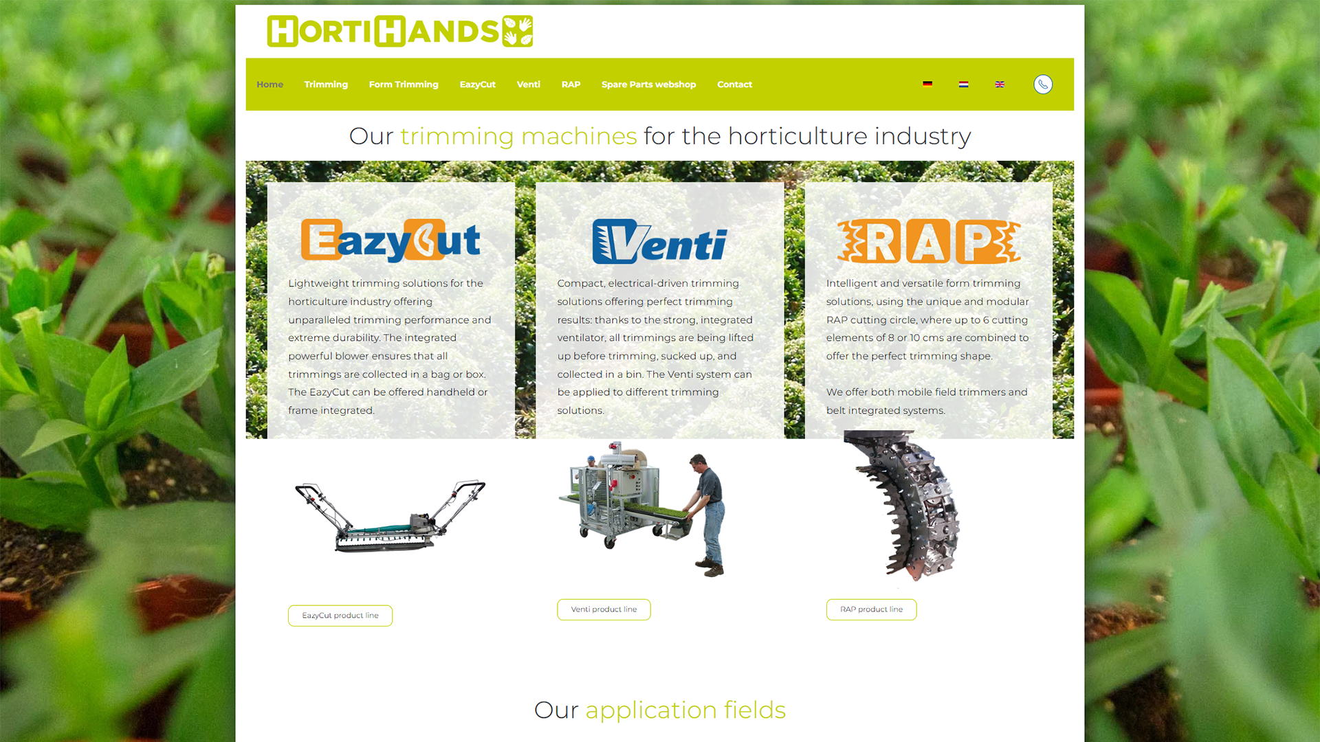 Trimming and formtrimming for the horticulture